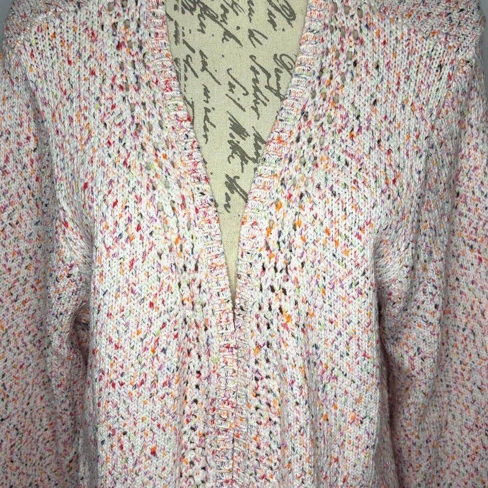 Habitat cotton blend cardigan sweater open front speckled multi color XL - Picture 2 of 7